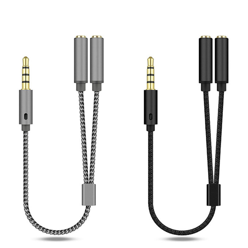 Earphone Splitter Jack - Kabel rozdzielający audio 3.5mm z oplotem,